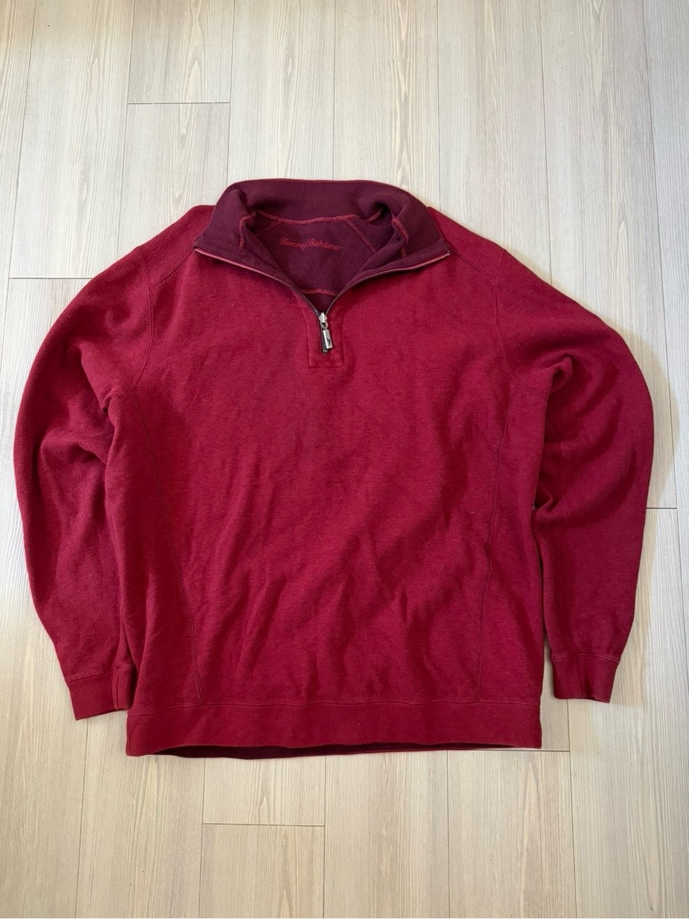 Tommy Bahama Men's Burgundy Half-Zip Sweater